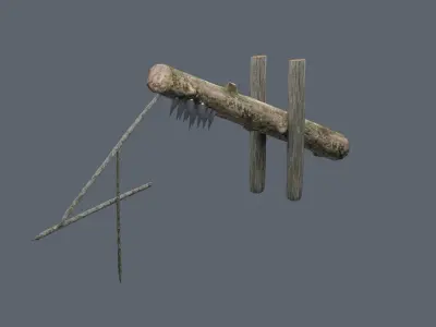 Low-Poly Trap tree branch with two sticks Low-poly 3D model
