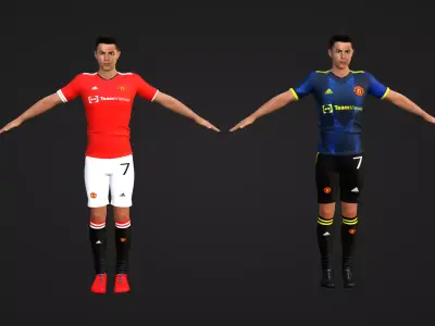 Cristiano Ronaldo - Manchester United - Two Models Low-poly 3D model