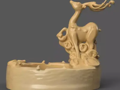 deer planter - vase - garden urn - candy dish - candle holder 3D print model