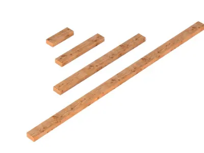 2x4 Wood Plank Pack Low-poly 3D model