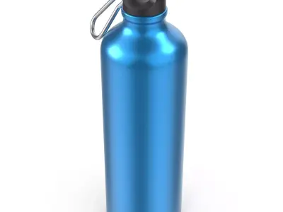 Blue Aluminum Bottle Low-poly 3D model