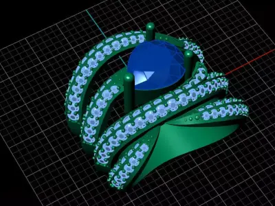 Pear Cut Emerald Criss Cross Multi Row Ring 3D print model