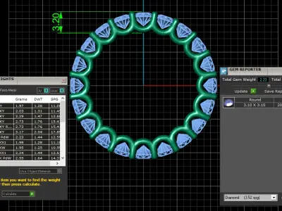 U Shaped Eternity Ring 3 point 1 mm stone size swiss 9 and EU49 3D print model