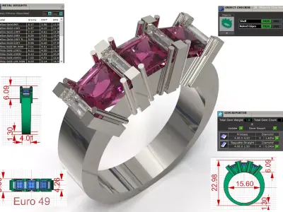 Bridal wedding jewelry STL 3DM ring model jr00265 3D print model