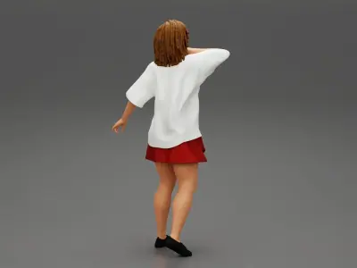 Young Beautiful Woman Wearing Casual Long T shirt Standing 3D print model