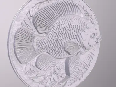 Pan Fish 1 basrelief for 3D printing 3D print model