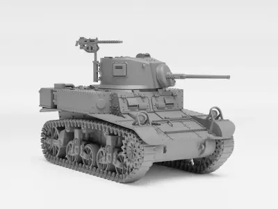 M3A1 Stuart - 1-72 tank model - Supported 3D print model