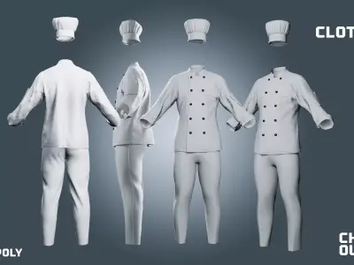chef outfits - clothyfic  Low-poly 3D model