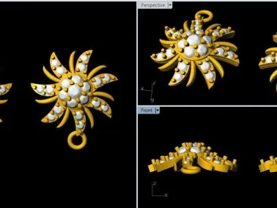 Studs Earrings 3dm and stl file 3D print model