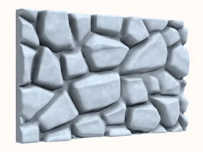 Layered Limestone Cobble Wall 3D model