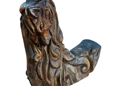 Horse Sculpture Carved from Wood 3D model