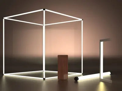 Neon Set pendant light with hexagonal shape hanging from it 3D model