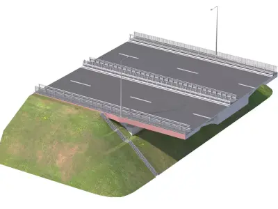 Bridge span suspension structure construction kit 3D model