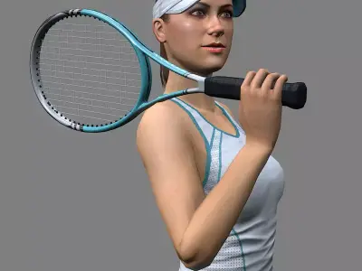 Tennis Player Girl Low-poly 3D model