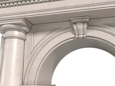 Classic facade arched opening with columns Arched stone doorway 3D model