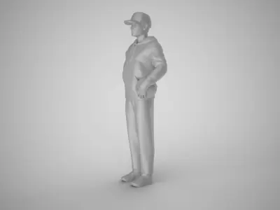 Coach man wearing hat 3D print model