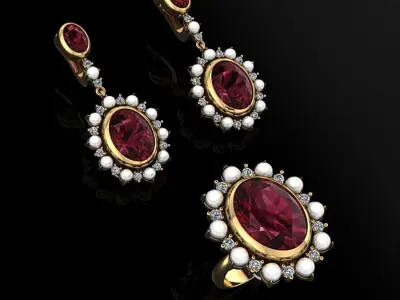 Ring and Earrings 05 3D print model