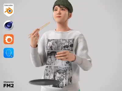 Modular Character - Asian Casual Woman - FM2 Low-poly 3D model