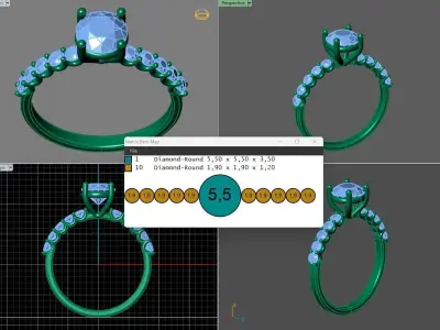 STL 3DM Print Ready Women Diamond Ring Lightweight Printable  3D print model 72