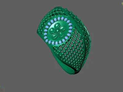 Women Ring With Stone Diamond Ready STL 3DM Models Womens Rings 3D print model shop