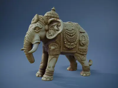 Ornate Carved Elephant model pack Low-poly 3D model