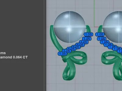Effortless earrings with diamonds and pearls 3D print model