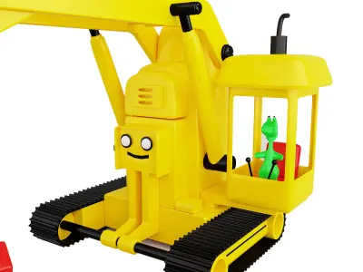cartoy toy excavator with blocks 3D model
