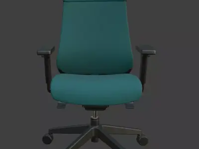 Modern Blue Leather Executive Office Chair High Detail 3D Model 3D model