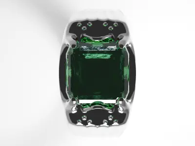 Emerald Signet Ring Low-poly 3D model
