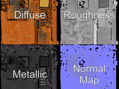 Copper Circuit Board model pack Low-poly 3D model