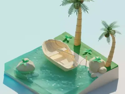tropical island 3D model
