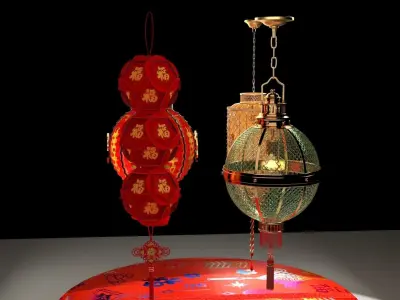 Chinese red lantern 3D model