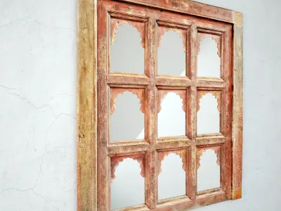 Antique Jodhpur Temple Shelf Mirror 3D model