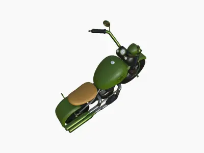 Motorcycle Cartoon A15 Green - Custom Vehicle Design Low-poly 3D model
