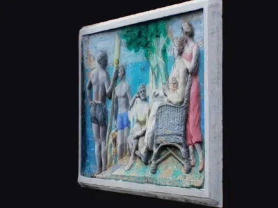 Decor Bas-Relief Georgian Family At Sea Relief Man Woman 3D model