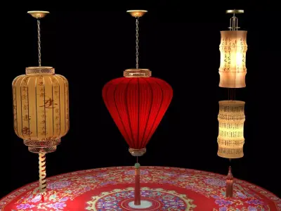Chinese red lantern 3D model 20