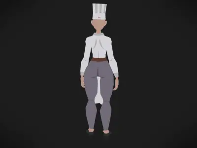 Colorly - Chef Girl - Game Ready - Rigged - Customizable Low-poly 3D model