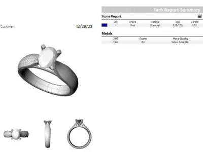 Oval 0-75-CT Quarter Round Profile Shank Width 3-60mm 3D print model