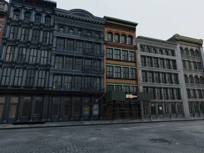 NYC SoHo Architecture City Block  Low-poly 3D model