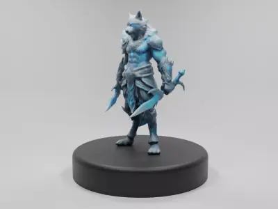 Frost Wolf Assassin 3D Model  Game-Ready Fantasy Character Low-poly 3D model