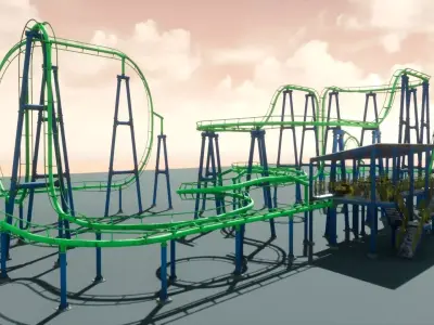 Roller Coaster UE4 Unity Low-poly 3D model
