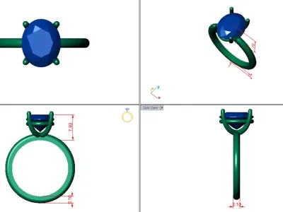 Oval Solitaire Ring Printable model 3dmodel  3D print model
