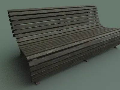  Park Bench 02 - Apocalyptic Low-poly 3D model