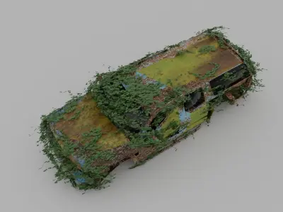 Damaged Rusty Car Low-poly 3D model