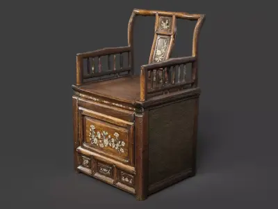 Chinese ancient chair   Low-poly 3D model purchase