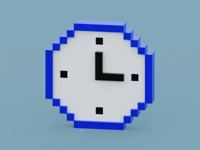 Voxel Blue Clock Low-poly 3D model