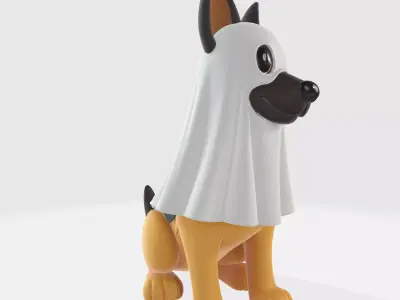 Cute German Shepherd Ghost Dog Figurine Halloween Decor 3D print model
