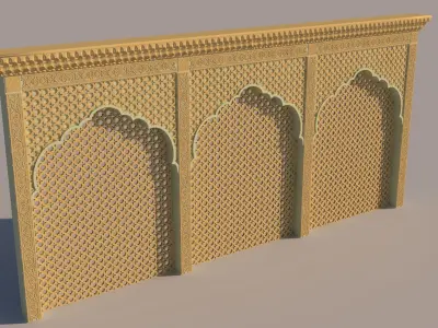 Wall Panel with Mirror Work 3D model