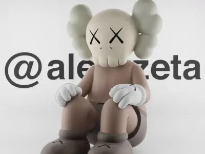 Kaws Companion Watching Textured Low-poly 3D model