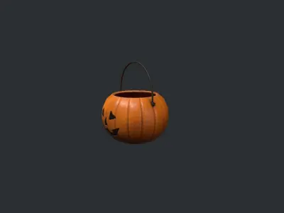 Pumpkin Basket - Trick or Treat Halloween Basket Low-poly 3D model
